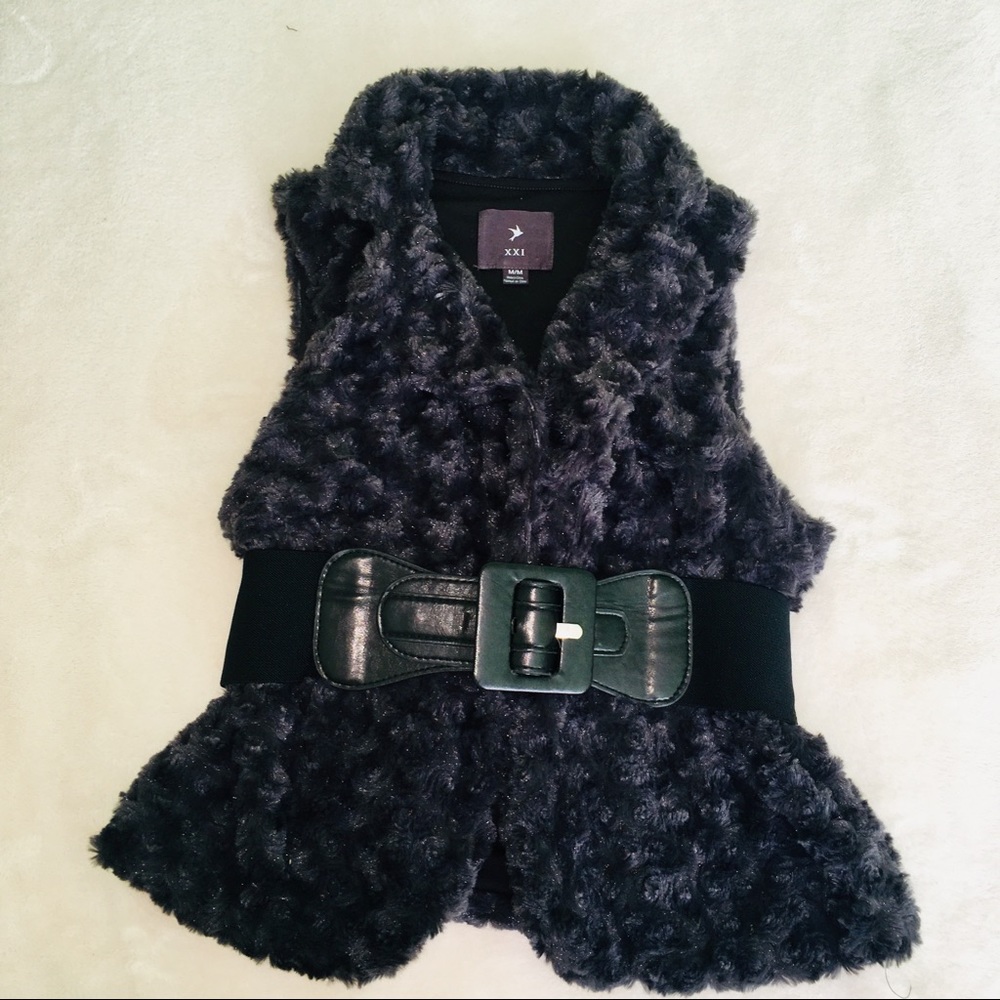 Faux Fur Vest With Belt - CLEARANCE SALE!